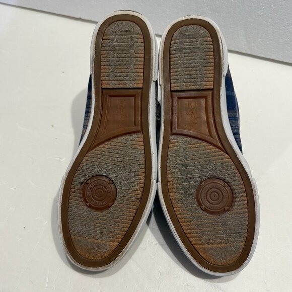 VINTAGE Polo Ralph Lauren Plaid High Top Sneakers Shoes Mens Size 10.5 Madras - Picture 12 of 13